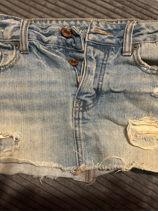 American Eagle Outfitters Dresses & Skirts - American Eagle Outfitters Light Wash Distressed Denim Mini Skirt